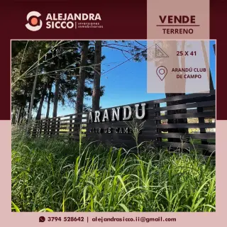TERRENO EN VENTA  BARRIO PRIVADO ARANDÚ