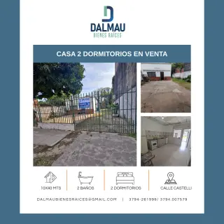VENDO CASA 2 HABITACIONES POR CALLE CASTELLI