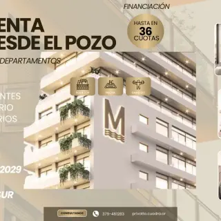 VENTA DE POZO.  Monoambientes, Departamentos de 1 y 2 dormitorios.
